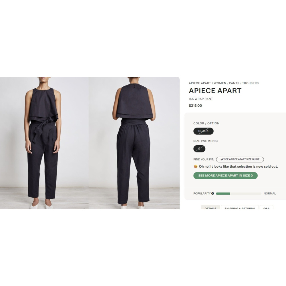 Apiece Apart Isa Wrap Pant Linen Cotton Blend Tie Waist Relaxed Trouser Size 4 - Picture 16 of 16